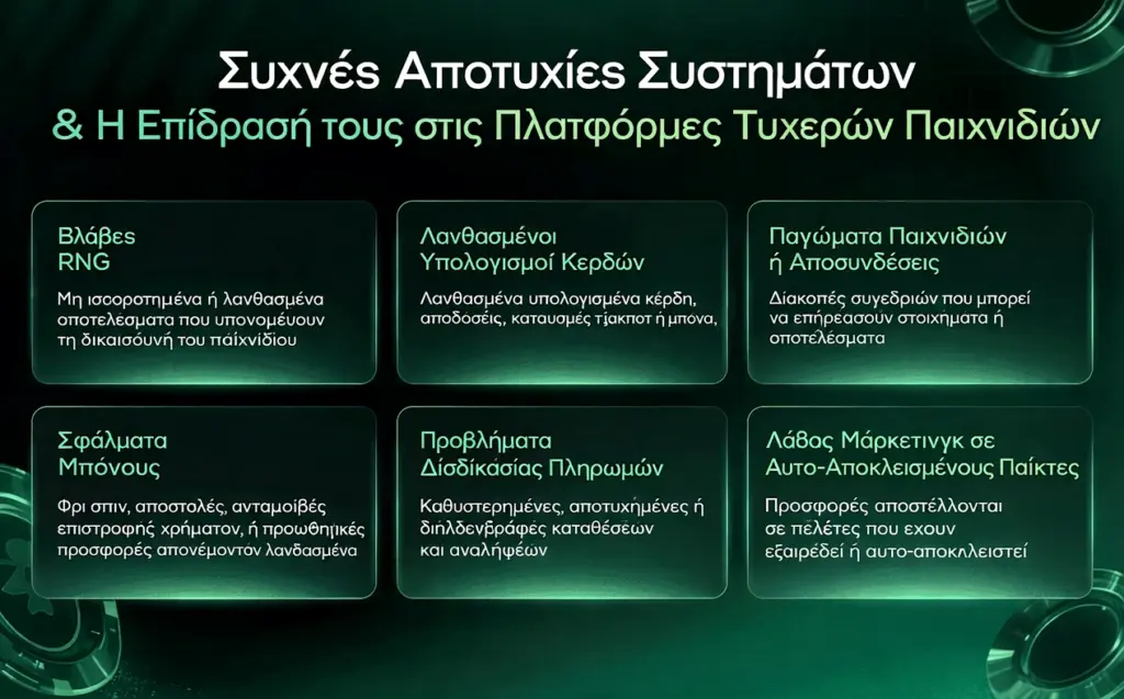 Επιπτώσεις βλαβών συστήματος στις πλατφόρμες τυχερών παιχνιδιών