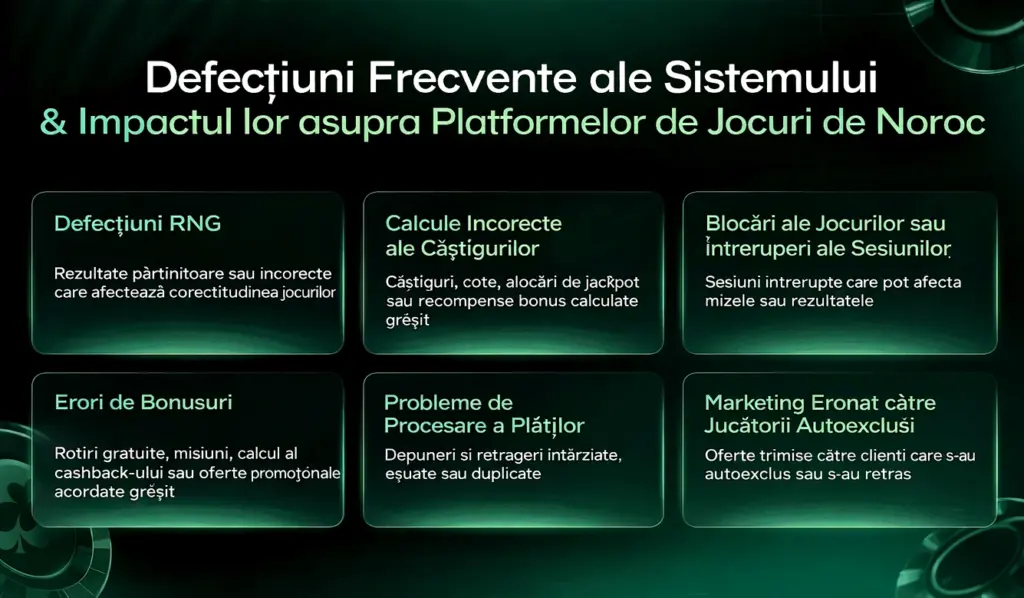 Impactul defecțiunilor sistemului asupra platformelor de jocuri de noroc