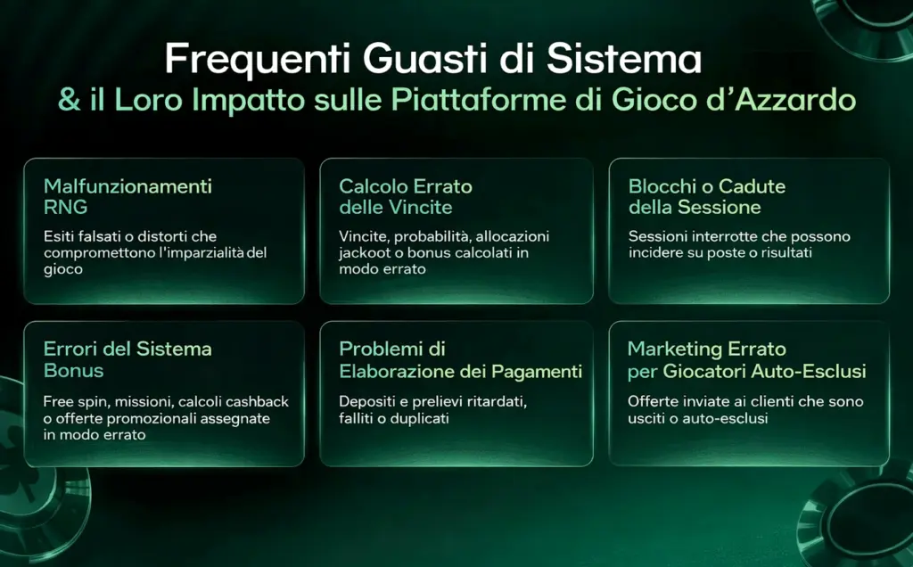 Impatto dei guasti di sistema sulle piattaforme di gioco d'azzardo