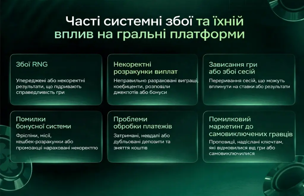 Вплив системних збоїв на гральні платформи