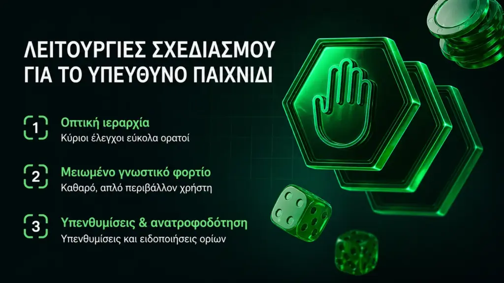 Soft2Bet λειτουργίες σχεδιασμού για υπεύθυνο παιχνίδι infographic