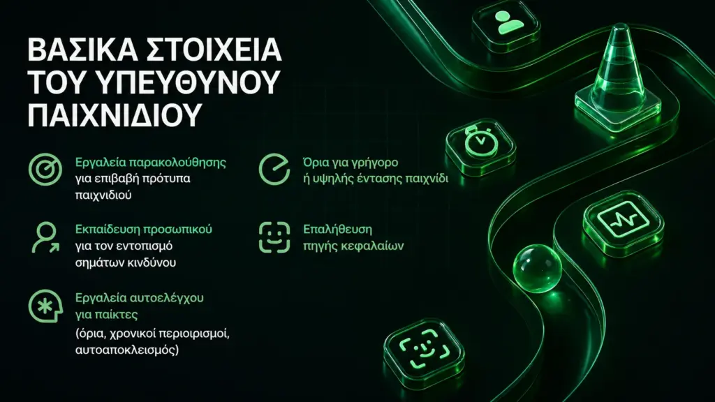 Soft2Bet βασικά στοιχεία υπεύθυνου παιχνιδιού infographic