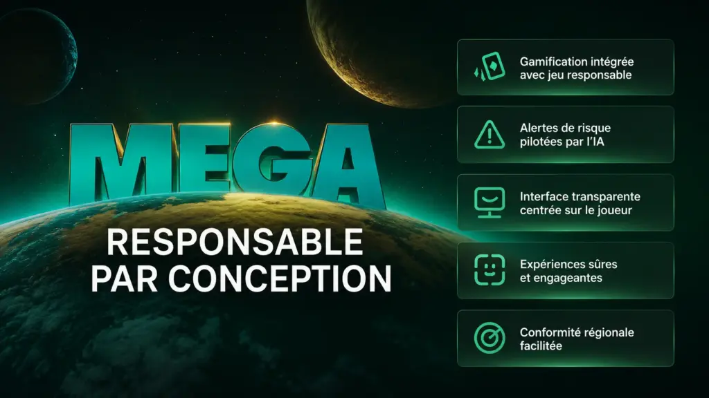 La plateforme Soft2Bet MEGA, conçue pour être responsable, présente une infographie.